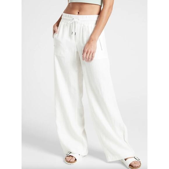 Athleta Pants - Athleta Cabo Linen Wide Leg Pants White Plus Size 24 Resort